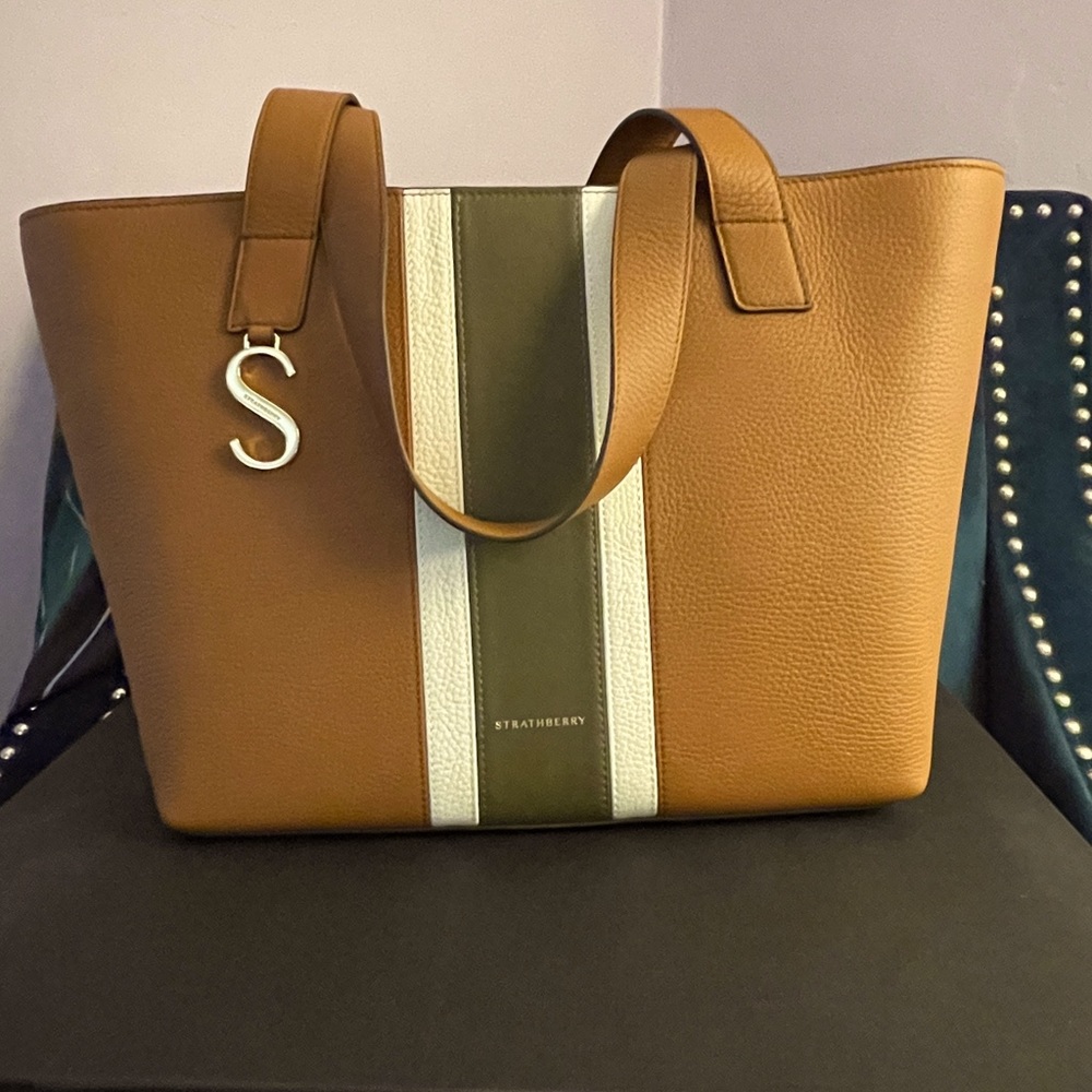 Strathberry S Cabas zip top striped tote